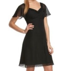 Alice Temperley Black Mini Skater Dress Sz 13 Sheer Whimsigoth Whimsical Ruffle
